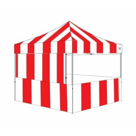 Impact Canopy Carnival Kit 8 FT x 8 FT  Steel Frame - 1 Top, 3 Rails Skirts, and 1 Backwall, Red and White 040040011
